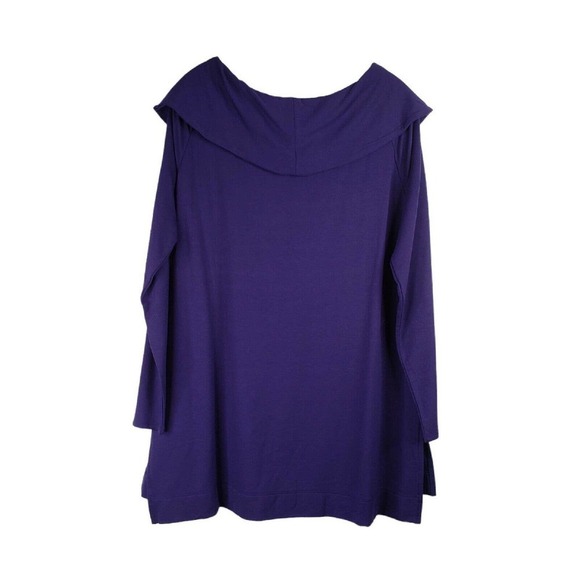 Chicos Shirt Tunic Womens Size 12/14 Solid Purple Off The Shoulder LS Top - Picture 3 of 8